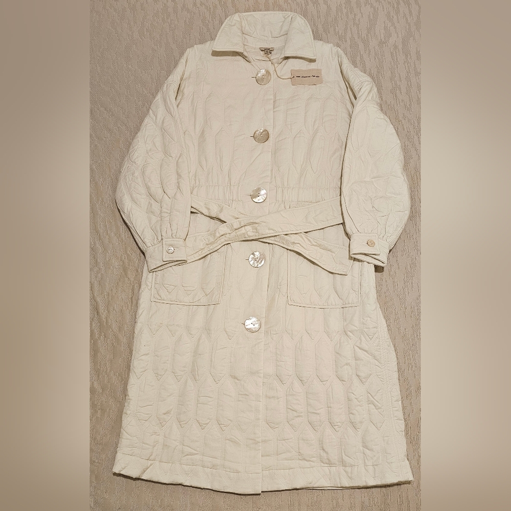 Mary Lawless Lee x Splendid Quilted Coat, Size: M, Color: Cream